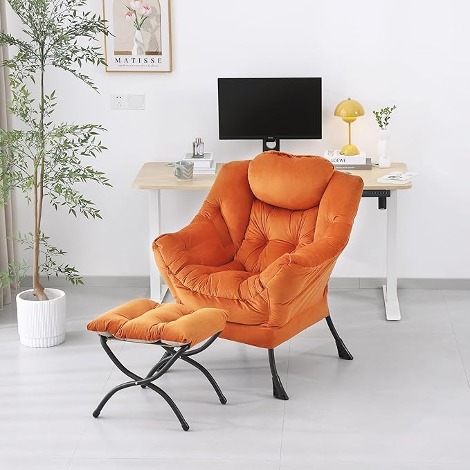 Lazy Chair with Ottoman, Modern Accent Chair Contemporary Lounge Leisure Sofa - Image 7