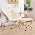 Saucer Chair with Ottoman, Oversized Dorm Chairs, X-Large Faux Fur Folding Chair by Furlide