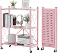 ALANNG Storage Shelves with Wheels, Bookshelf with Storage, No Assembly Metal by ALANNG
