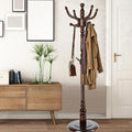 Coat Racks Free Standing with 14 Hooks, Natural Wood Coat Stands by Sauqzoh