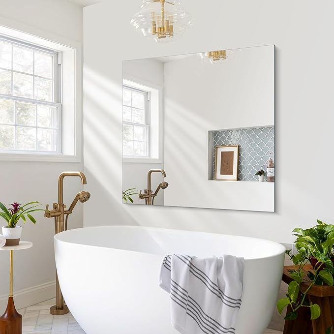 Frameless Mirror, 36x36 inch Square Bathroom Mirrors - Image 2