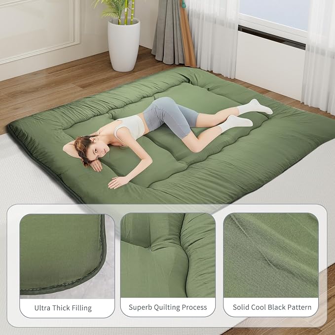 Japanese Floor Mattress, Roll Up Memory Foam Tatami Mat Easy to Store and - Image 3