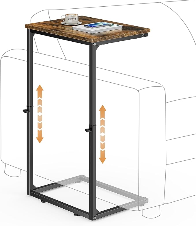 Vagusicc C Shaped End Table for Couch, 33.2'' Tall C Table Adjustable Height by Vagusicc