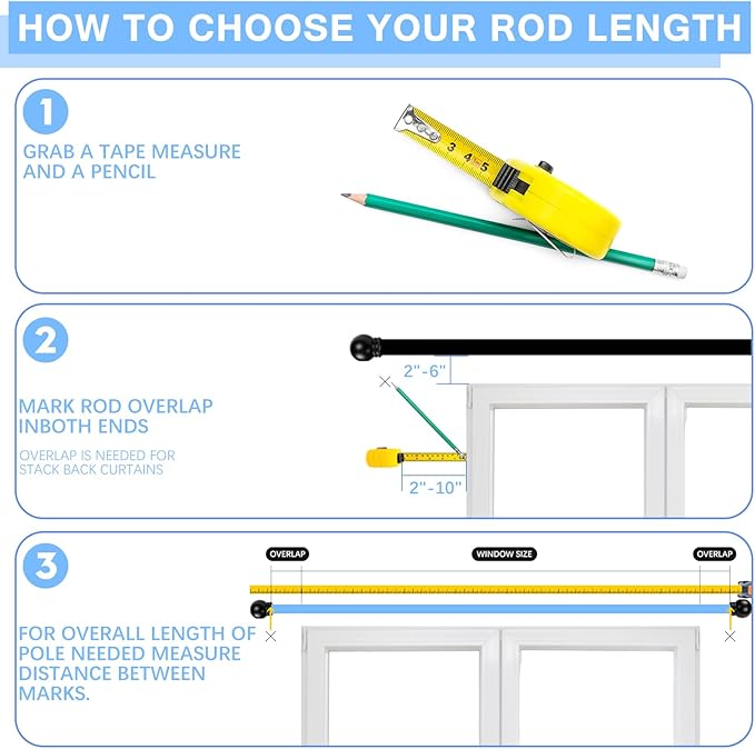 Curtain Rods for Windows 16 to 150 Inches, Curtain Rod Max Adjustable Length of - Image 4