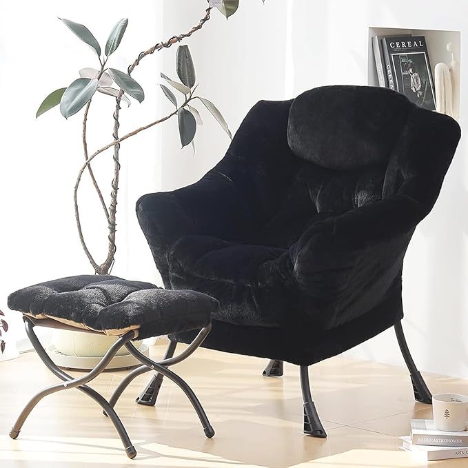 Plush Lazy Chair and Ottoman, Large Contemporary Accent Lounge Chair - Image 2