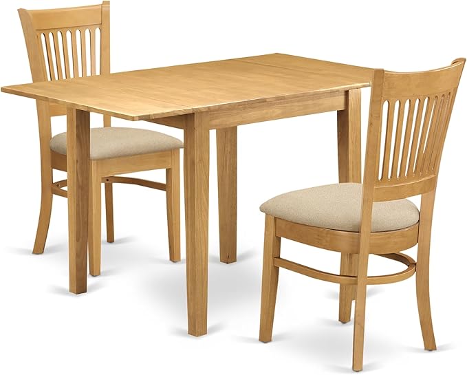 East West Furniture NDVA3-OAK-C 3 Piece Dining Room Furniture Set Contains a by EastWestFurniture