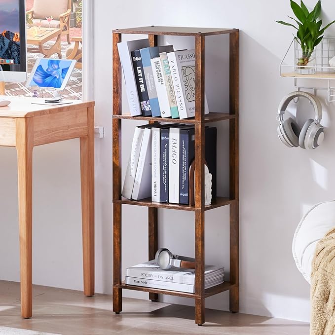 4 Tier Tall Wooden Bookshelf - Image 3