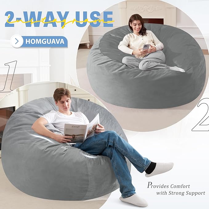 Homguava 6 FT Bean Bag Chair: 6' Bean Bags - Image 6