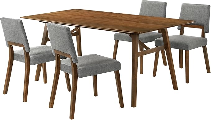Armen Living Channell Mid Century Modern 5 Piece Walnut Wood Dining Table Set by ArmenLiving