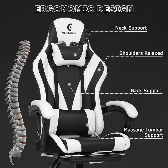 Gaming Chair with Linkage Armrest & Footrest, High Back Video Gaming Chair - Image 4