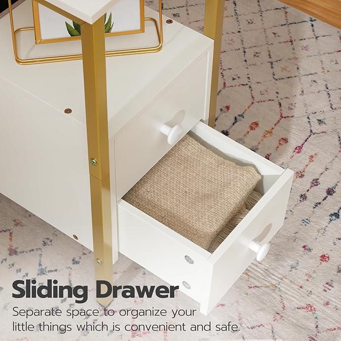 HOOBRO End Table with Charging Station, Narrow Side Table with 2 Drawer & USB - Image 6