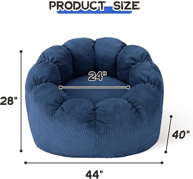 HABUTWAY Giant Bean Bag Chair for Adults/Kids/Teens, Pumpkin Bean Bag Couch - Image 2