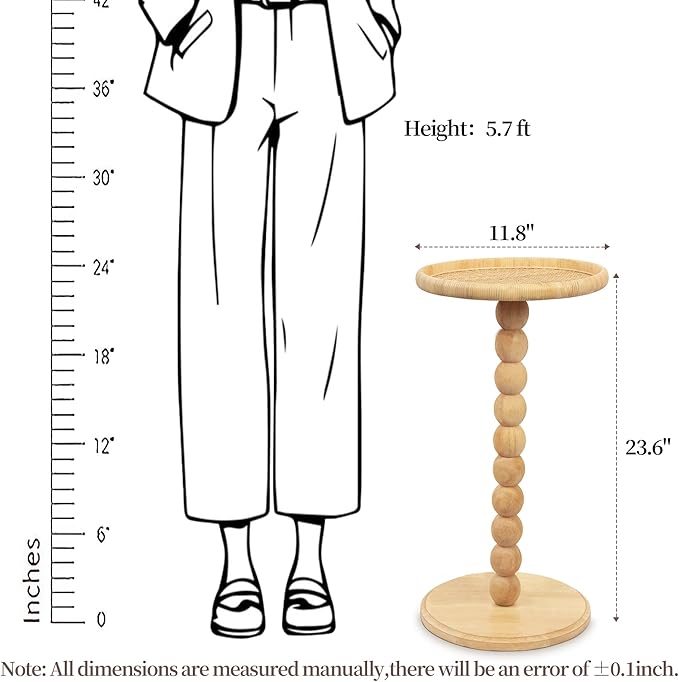 Round Side Table, Solid Wood Small Drink Table - Image 2