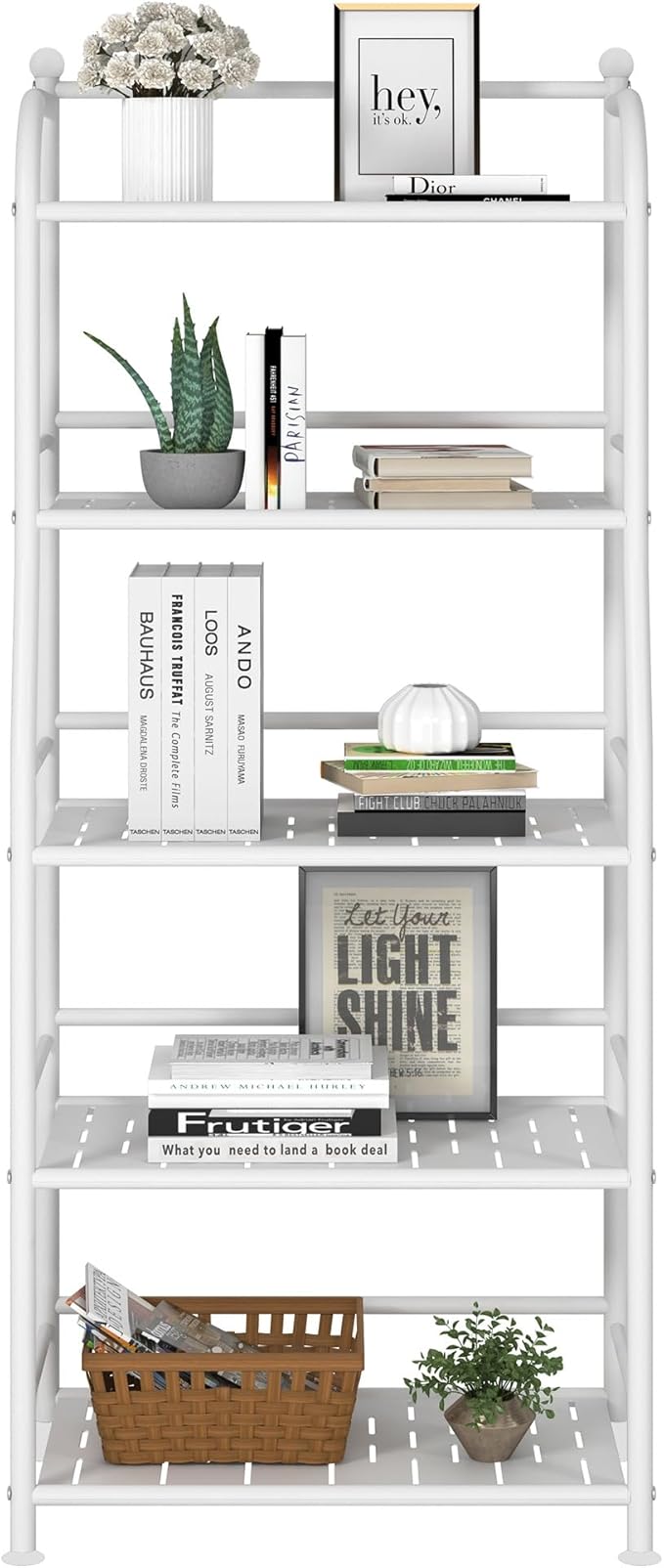 5 Tier Metal Shelf Storage Shelves Living Room Bookshelf Bathroom Corner - Image 6