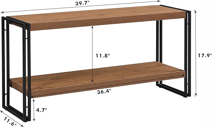 2 Shelf Bookcase Small Display Book Shelf Rustic Industrial - Image 3