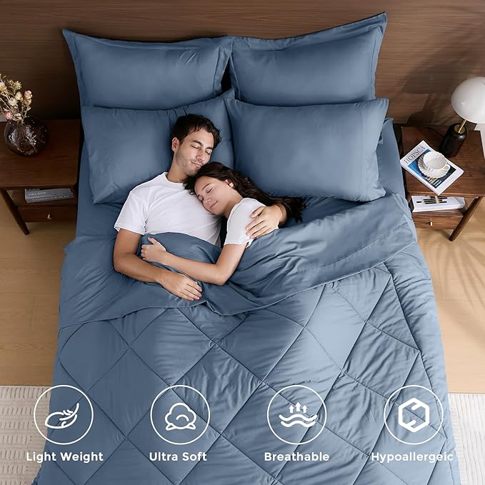 HEVUMYI Dusty Blue Full Comforter Set - Image 2