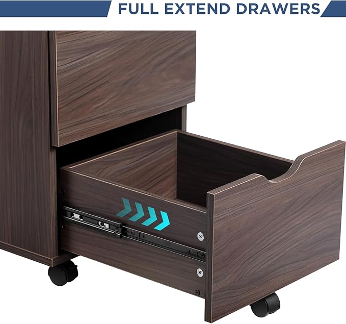 HollyHOME Under Desk Cabinet, Deep 2-Drawer Mobile Wood Cabinet, Storage Drawer - Image 6