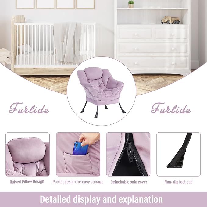 Lazy Chair with Ottoman, Modern Chair with Folding Footrest, Lounge Accent Chair - Image 4