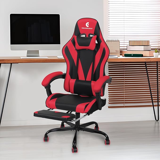 Gaming Chair with Linkage Armrest & Footrest, High Back Video Gaming Chair - Image 2