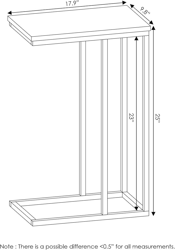 Furinno Camnus Modern Living C Shaped Sofa Side Table, 9.8 in x 17.9 in x 25 in - Image 3