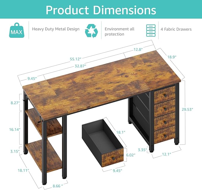 Lufeiya 55 inch Computer Desk - Image 3