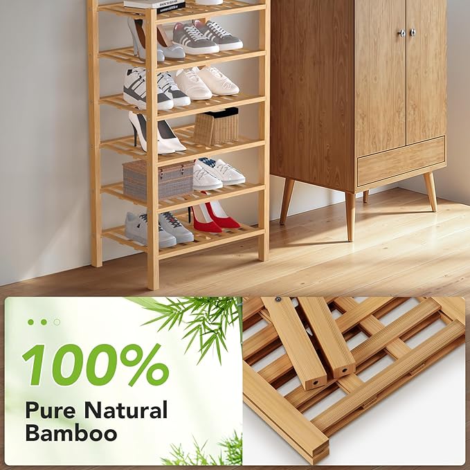 Haddockway small 6 Tier Bamboo Shoe Rack Storage Organizer, Small Space - Image 5