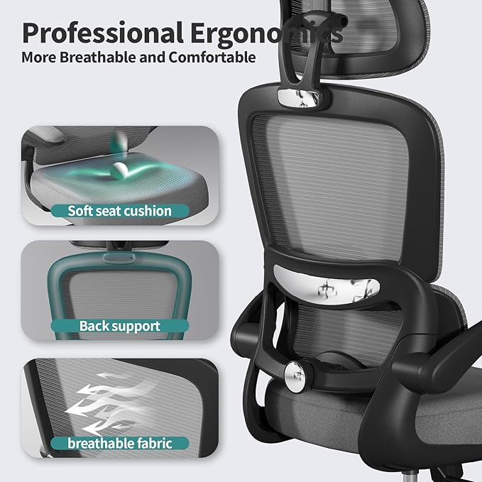 TRALT Office Chair Ergonomic Desk Chair, 330 LBS Home Mesh Office Desk Chairs - Image 3