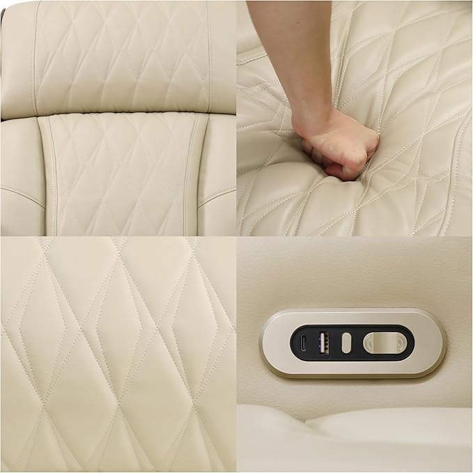 Leather Recliner Sofa Couch, 3-Seater Home Theater Seating Reclining Sofa - Image 4