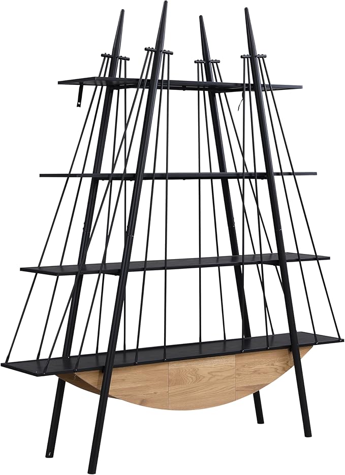 4 Tier Modern Boat-Shaped Bookshelf - Image 6