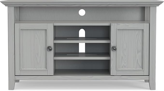 SIMPLIHOME Amherst 54-inch Wide Solid Wood TV Stand in Fog Grey, - Image 6