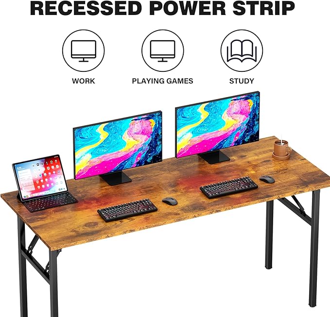 DlandHome Folding Table Computer Desk 62 Inches Workstation Table Conference - Image 5