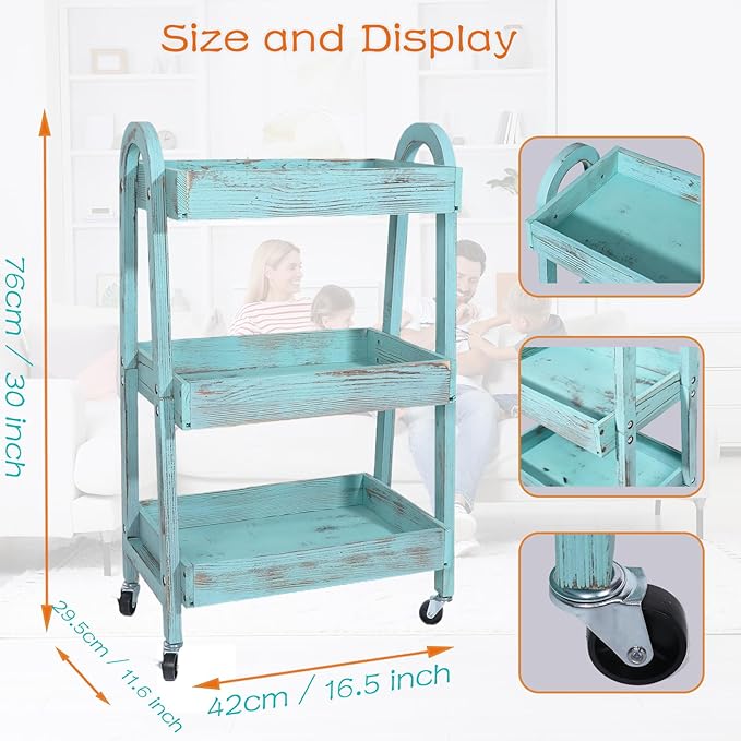 3-Tier Rolling Utility Cart - Image 3