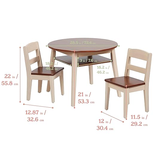 ECR4Kids Hideaway Table and Chair Set, Kids Furniture, Dark Walnut/Antique White - Image 2
