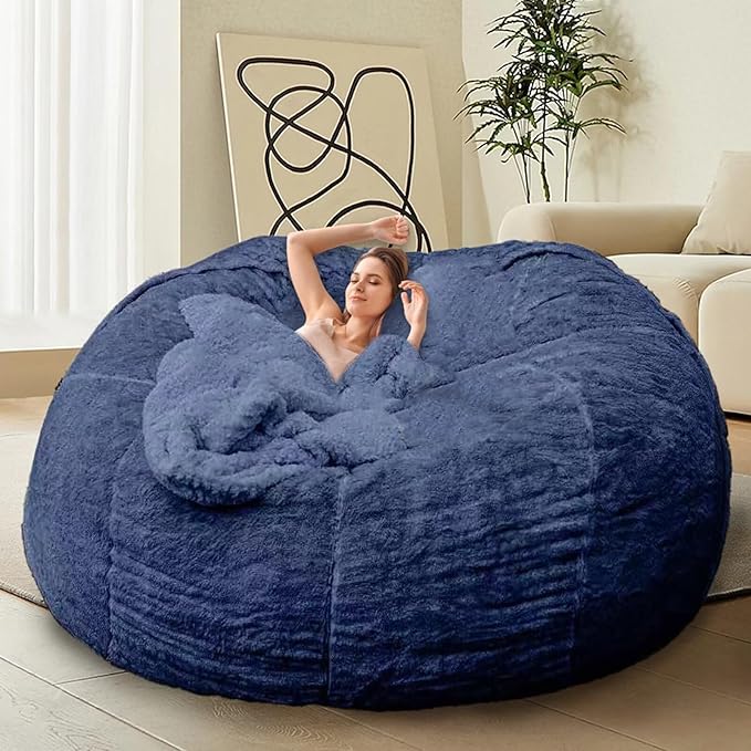 Bean Bag Chairs for Kids Comfy Fluffy Big Joe Bean Bag Chair Covers Only Round - Image 8