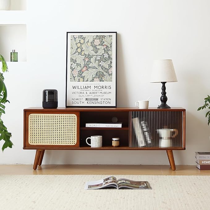 Tiita Rattan TV Stand for 55 Inch TV, Bamboo TV Cabinet - Image 8