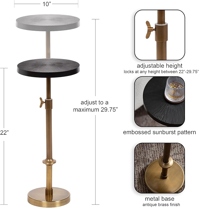 Kate and Laurel Engles Traditional Adjustable-Height Pedestal Drink Table - Image 3