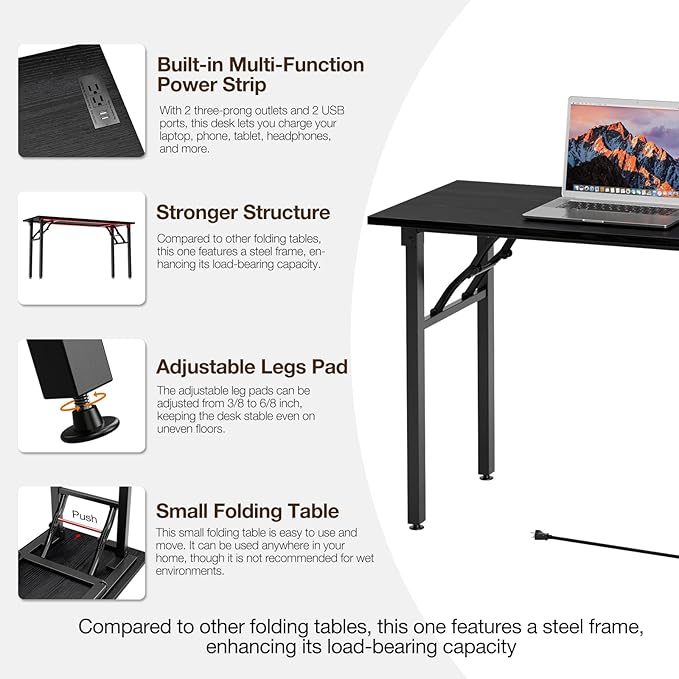 TEMI Long Computer Desk Folding Table - Image 9