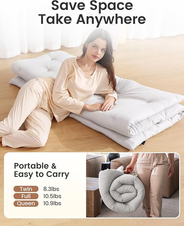 Syrinx Japanese Floor Futon Mattress, Foldable Tatami Sleeping Pad - Image 3