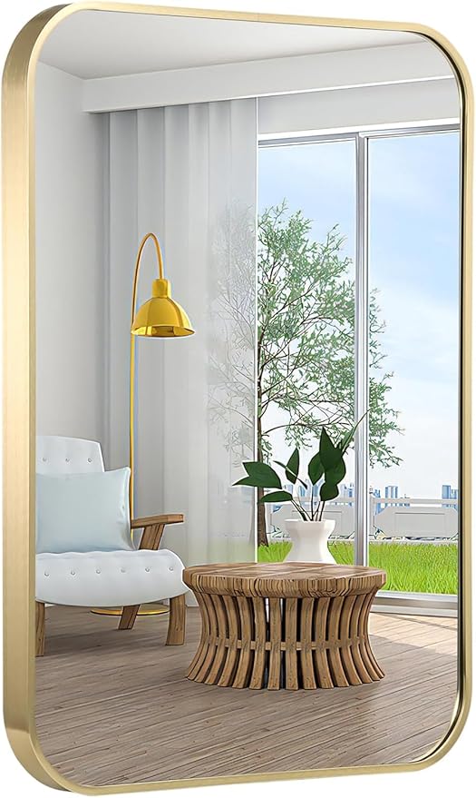 24x32 Inch Bathroom Mirror for Wall, Aluminum Alloy Brushed for Bedroom or by Titameg
