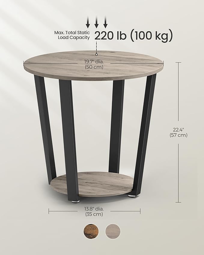 VASAGLE End Table, Round Side Table - Image 3
