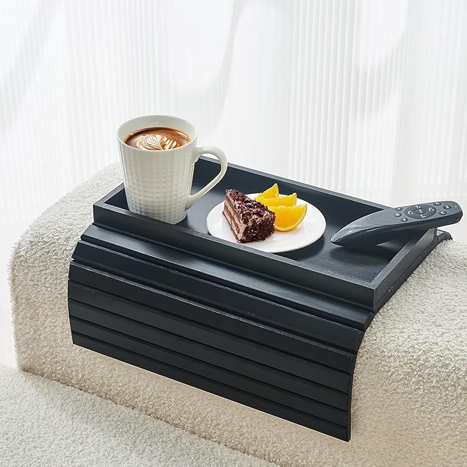 Bamboo Sofa Arm Tray, Anti Falling Couch Arm Tray Table, Foldable Couch Armrest by LOVYANXUE
