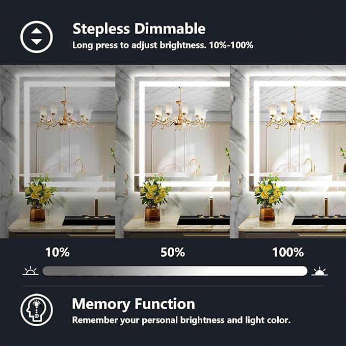 40x30 Inch LED Bathroom Mirror - Image 3