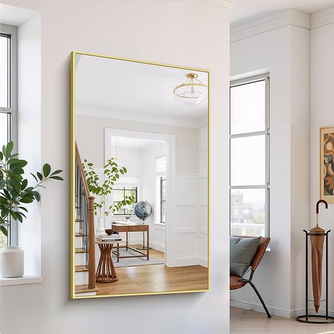 YIROMAN Bathroom Mirror 60"x36", Large Brushed Gold Bathroom Mirror - Image 4