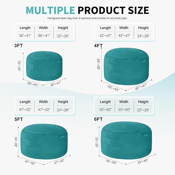 Homguava 4 FT Bean Bag Chair: 4' Bean Bags - Image 2