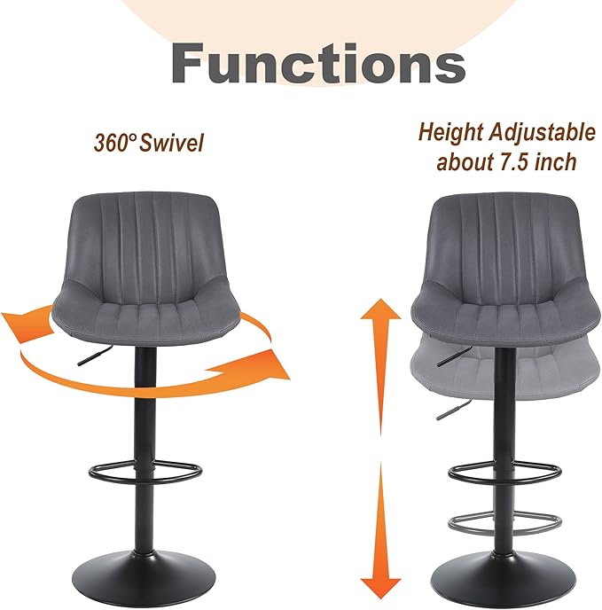 Bar Stools Set of 2, Swivel Counter Height Barstools - Image 7