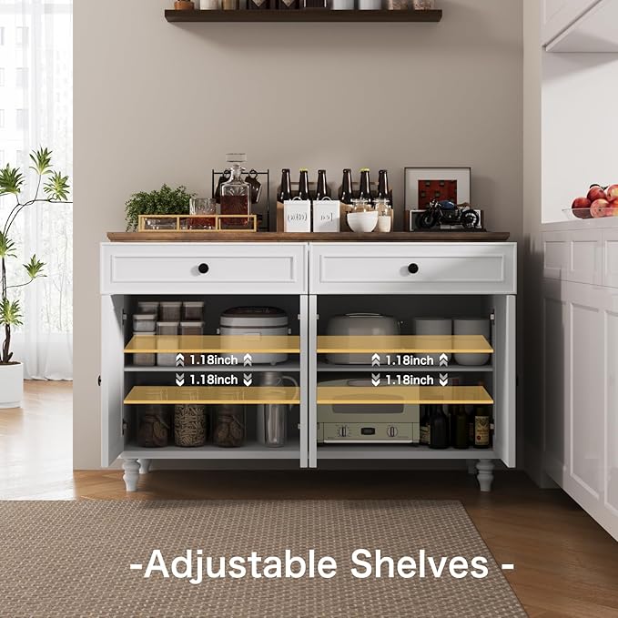 Farmhouse Buffet Cabinet with Storage, 47.6" Buffet Sideboard with 2 Drawers - Image 4