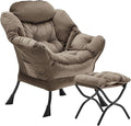 Lazy Chair with Folding Ottoman, Accent Chair Velvet Upholstered with Metal by Youtanic