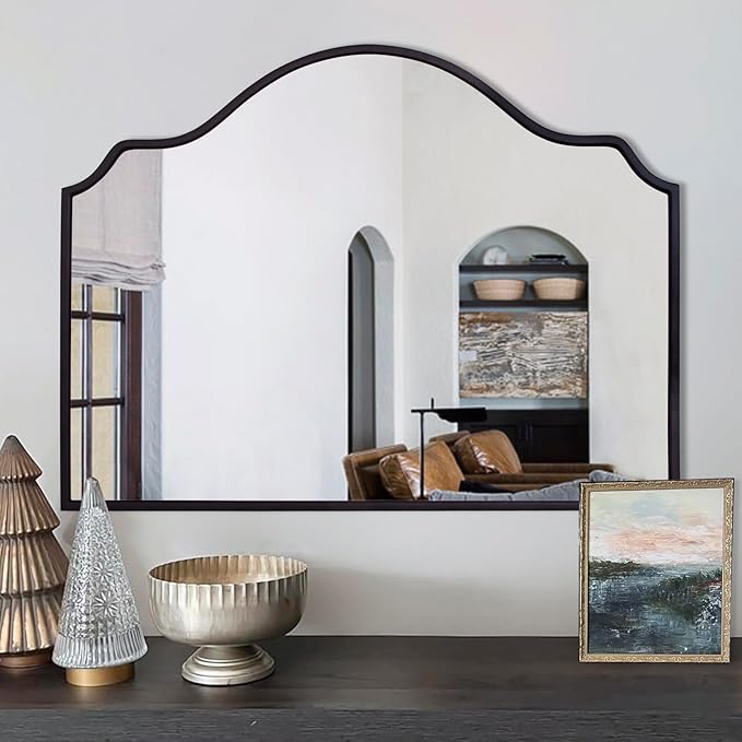 Chende Black Arched Mirror, Modern Scalloped Mirror by ChendeMirror