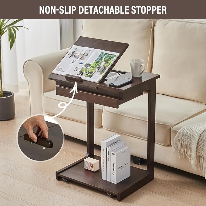 CozyDH Rolling Side Table with Wheels, Adjustable C Shaped End Table - Image 6