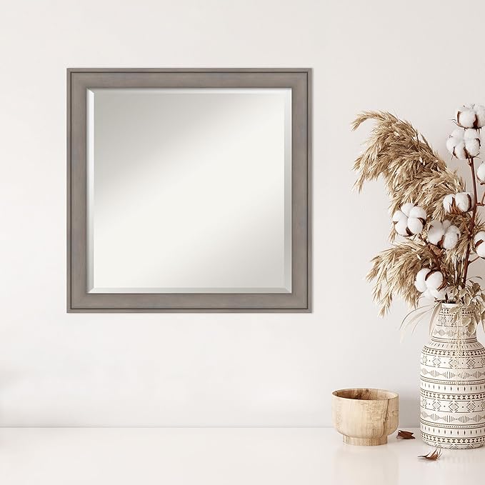 Amanti Art Grey Wall Mirror 24x24 Greywash Square Bathroom Mirror - Image 4
